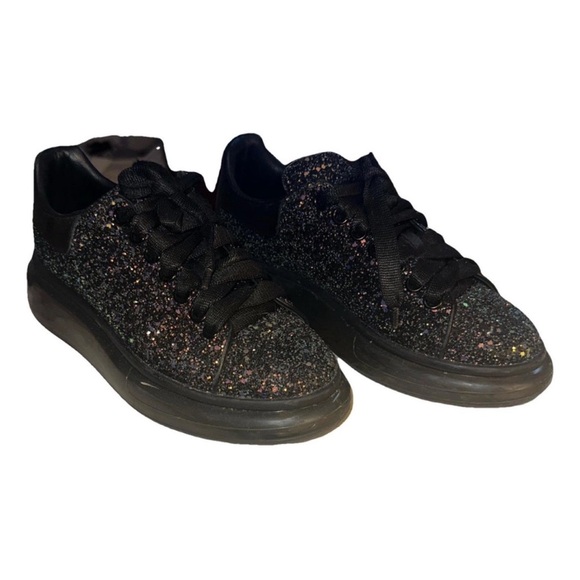 Alexander McQueen Shoes - Alexander McQueen Black Glitter Sneakers